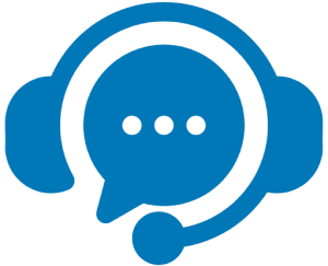 Chat icon with headset on black background.